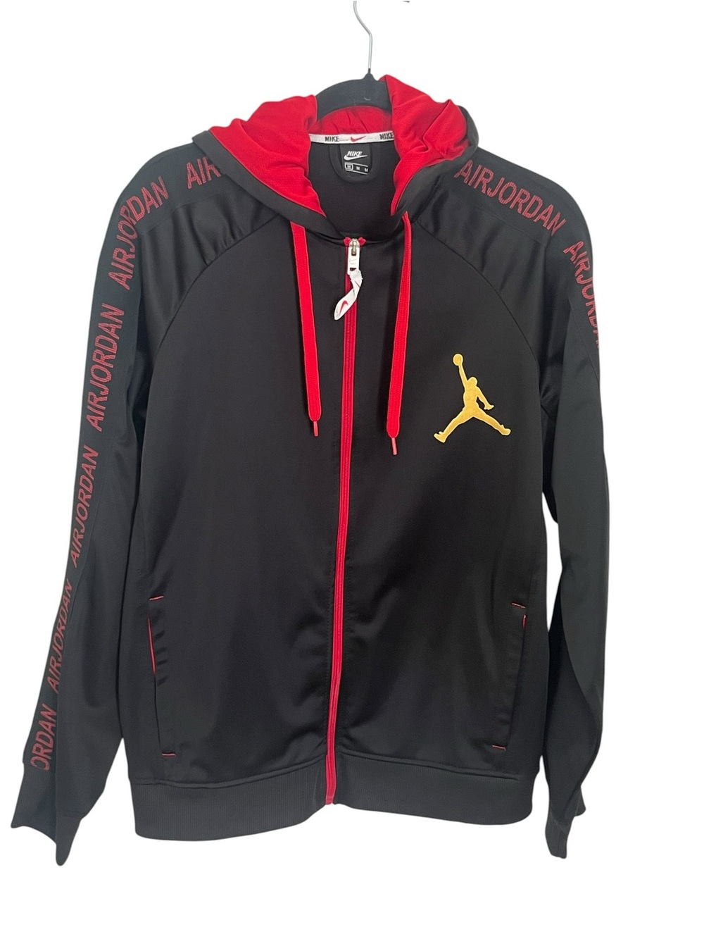 Nike Jordan Full Zip Jacket with Red Trim and Yellow Jumpman Logo Sz M